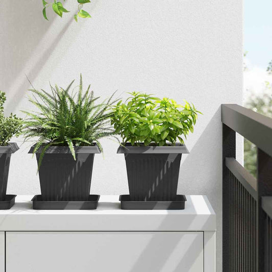 vidaXL Plant Pots 24 pcs Black 16 x 16 x 14 cm Plastic