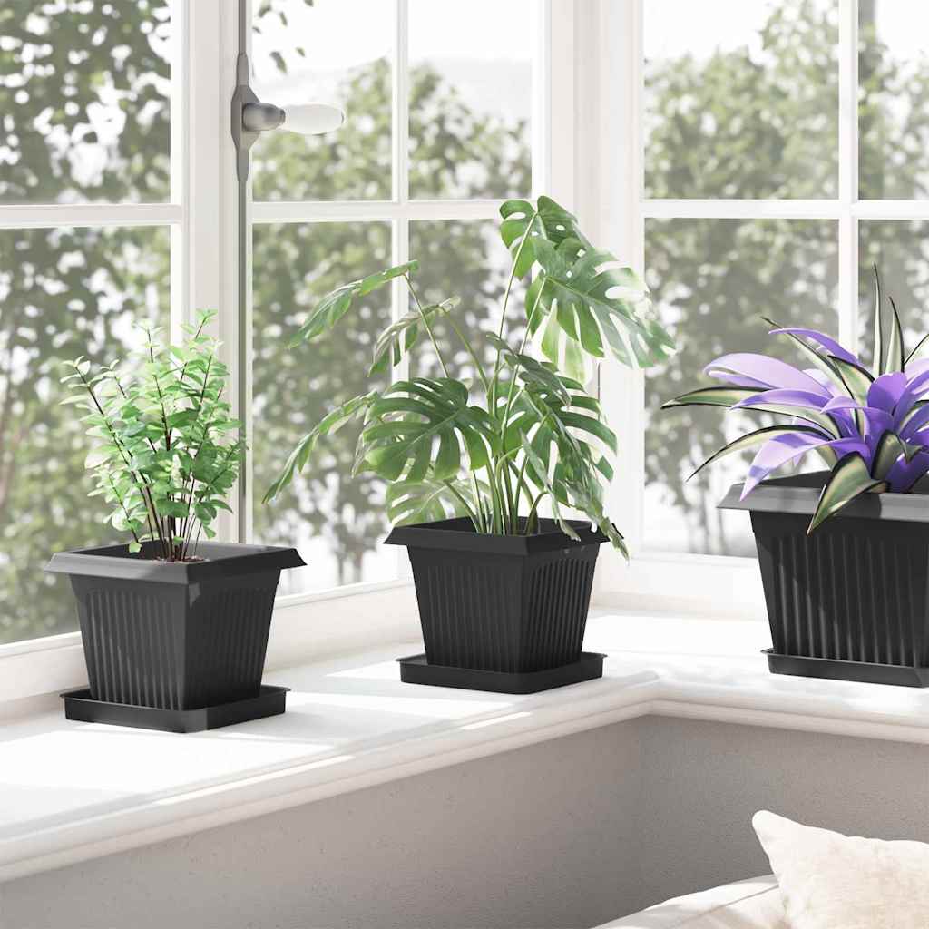 vidaXL Plant Pots 24 pcs Black 16 x 16 x 14 cm Plastic