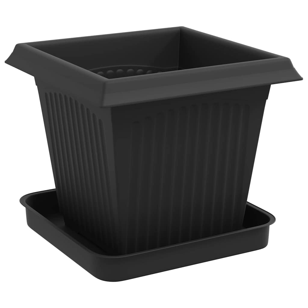 vidaXL Plant Pots 24 pcs Black 16 x 16 x 14 cm Plastic