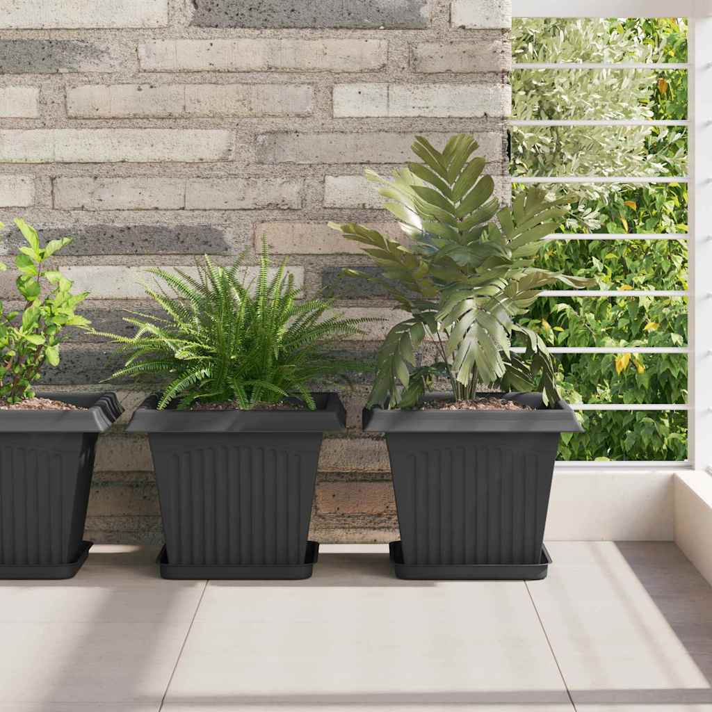 vidaXL Plant Pots 24 pcs Black 28.5 x 28.5 x 22 cm Plastic