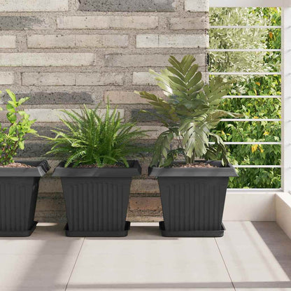 vidaXL Plant Pots 24 pcs Black 28.5 x 28.5 x 22 cm Plastic