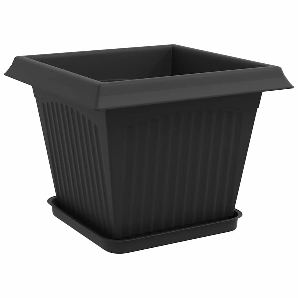 vidaXL Plant Pots 24 pcs Black 28.5 x 28.5 x 22 cm Plastic