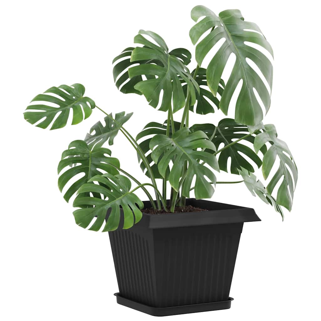 vidaXL Plant Pots 24 pcs Black 28.5 x 28.5 x 22 cm Plastic