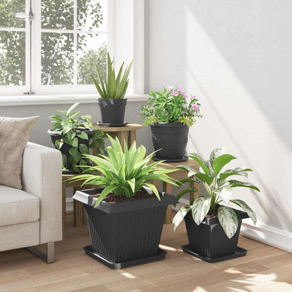 vidaXL Plant Pots 24 pcs Black 38 x 38 x 30 cm Plastic