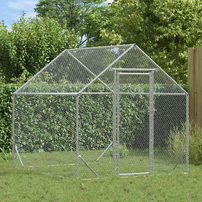 vidaXL Chicken Cage Silver 200 x 170 x 177 cm Galvanised Steel