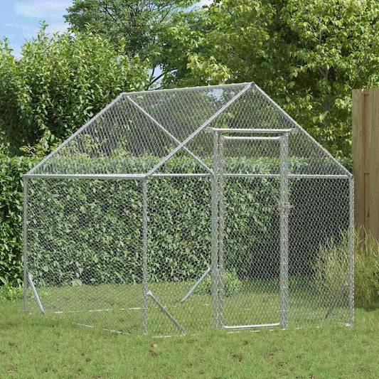 vidaXL Chicken Cage Silver 200 x 170 x 177 cm Galvanised Steel