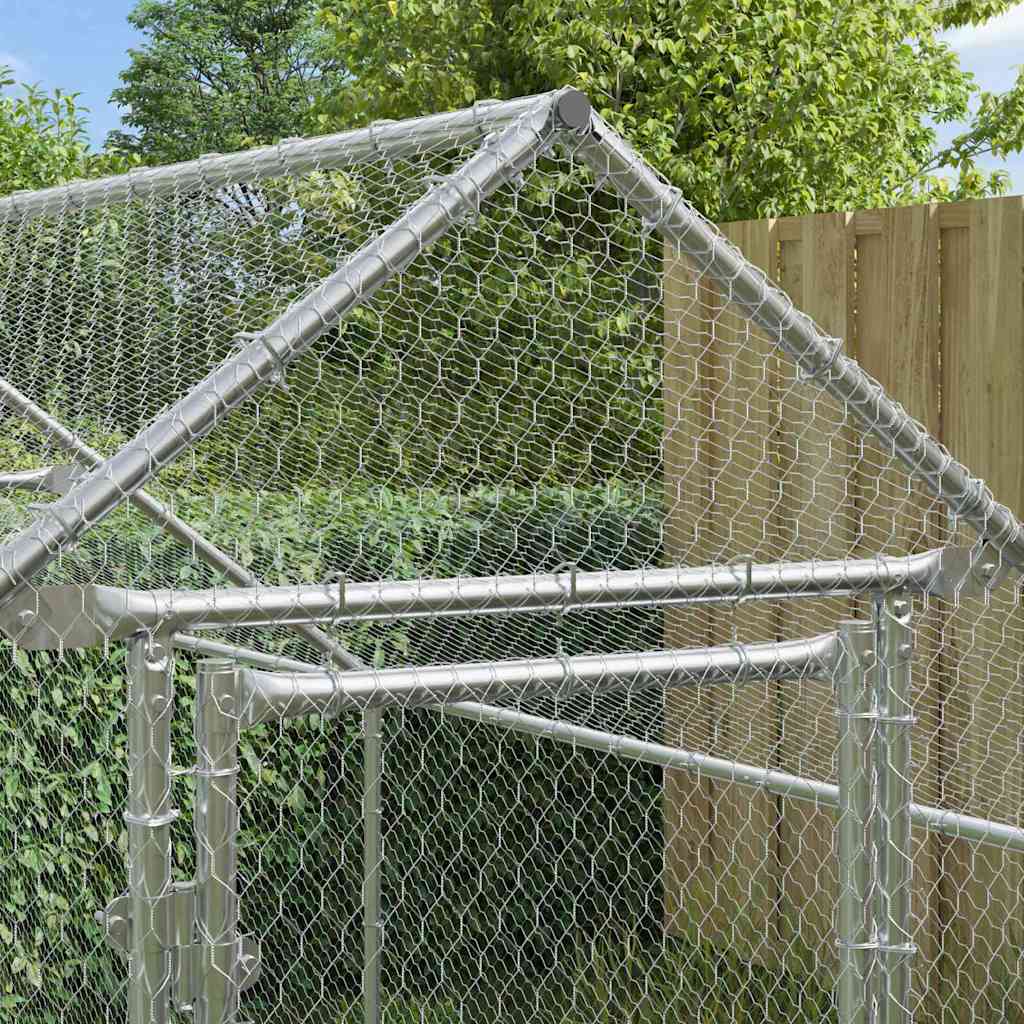 vidaXL Chicken Cage Silver 400 x 170 x 177 cm Galvanised Steel