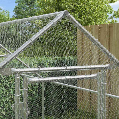 vidaXL Chicken Cage Silver 400 x 170 x 177 cm Galvanised Steel