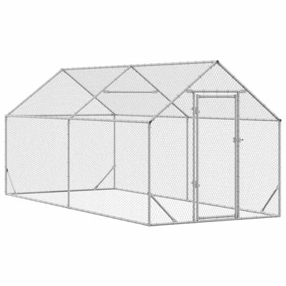 vidaXL Chicken Cage Silver 400 x 170 x 177 cm Galvanised Steel