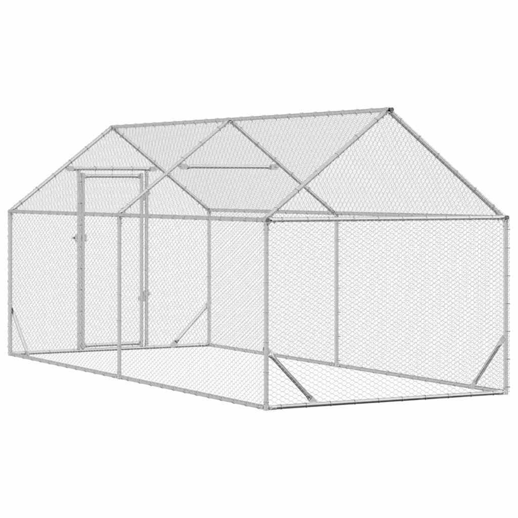 vidaXL Chicken Cage Silver 400 x 170 x 177 cm Galvanised Steel