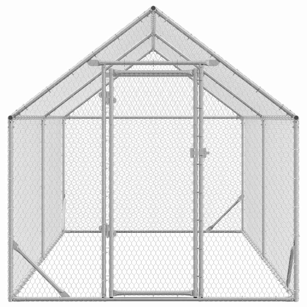 vidaXL Chicken Cage Silver 400 x 170 x 177 cm Galvanised Steel