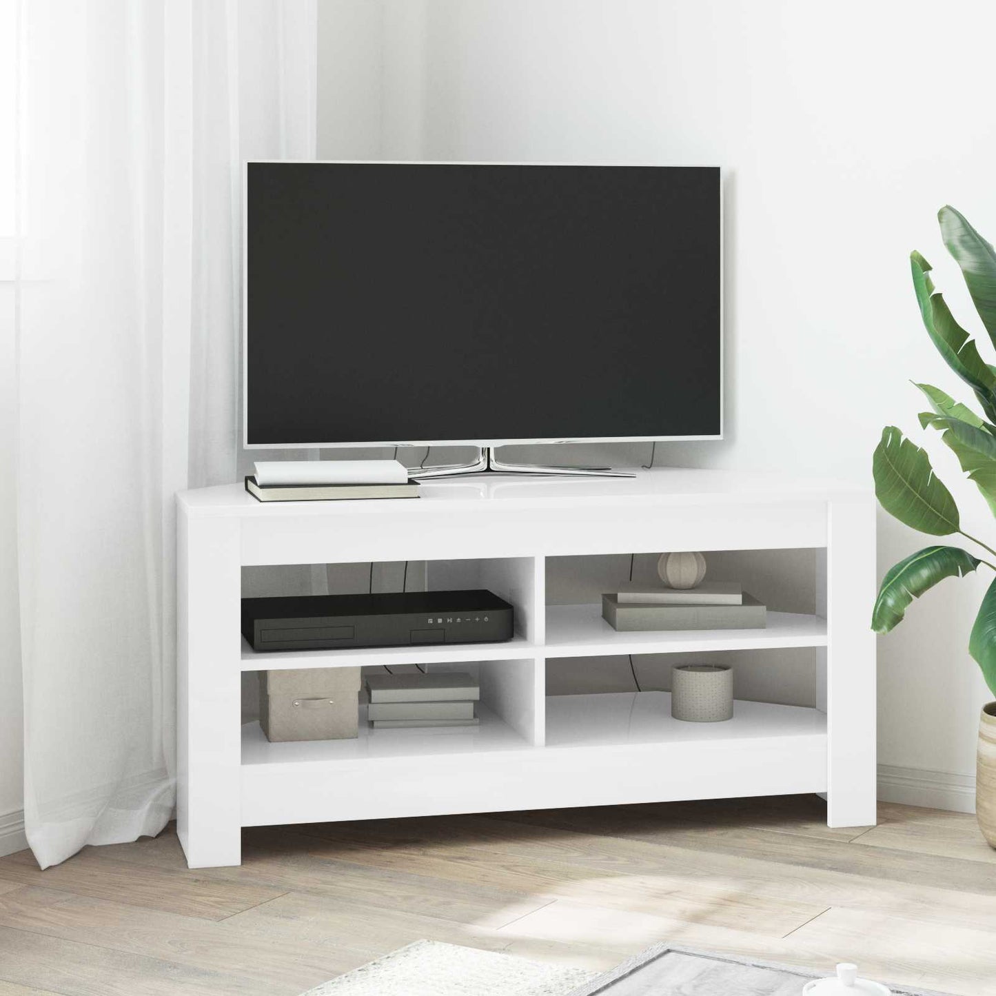 vidaXL Corner TV Cabinet 102 x 40.5 x 45 cm White Engineered Wood