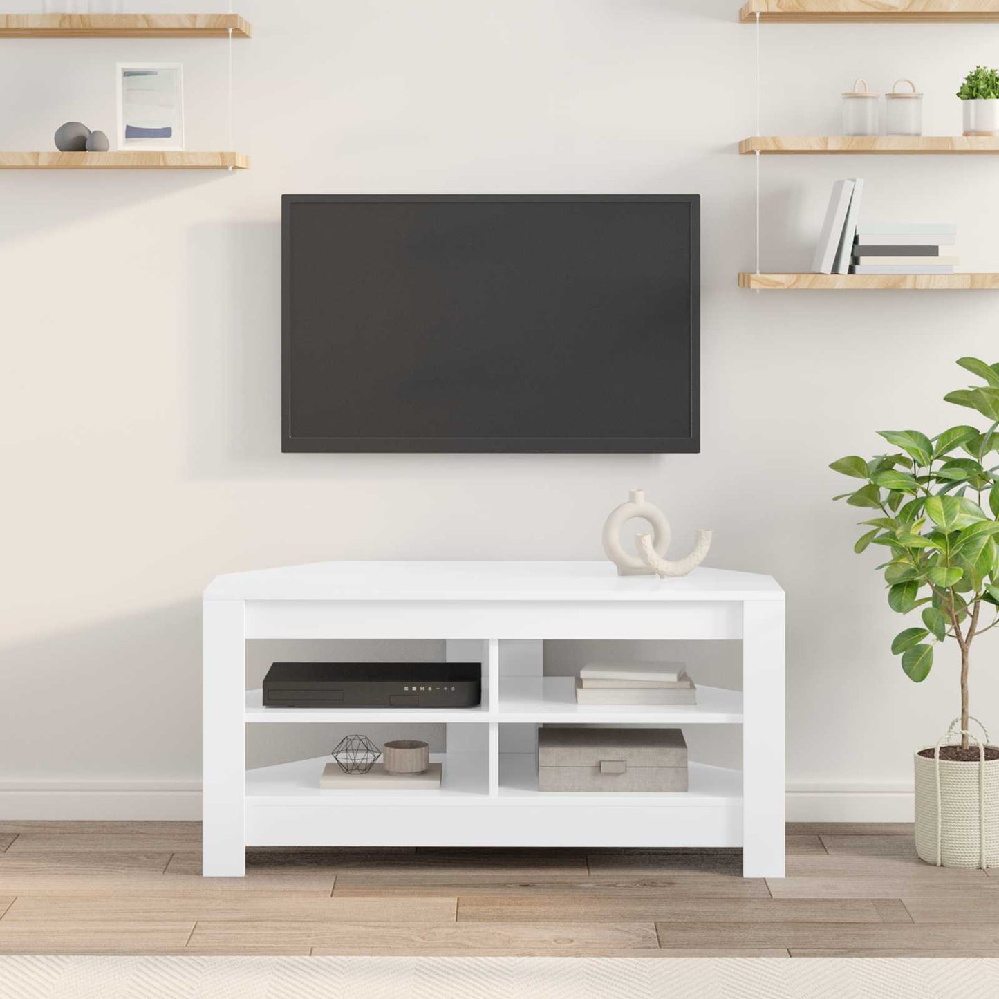 vidaXL Corner TV Cabinet 102 x 40.5 x 45 cm White Engineered Wood