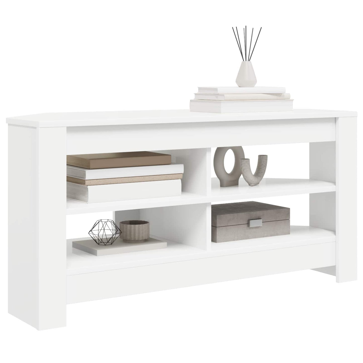 vidaXL Corner TV Cabinet 102 x 40.5 x 45 cm White Engineered Wood