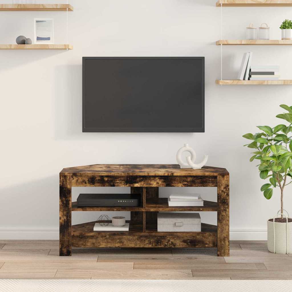 vidaXL Corner TV Cabinet 102 x 40.5 x 45 cm Smoked Oak Engineered Wood