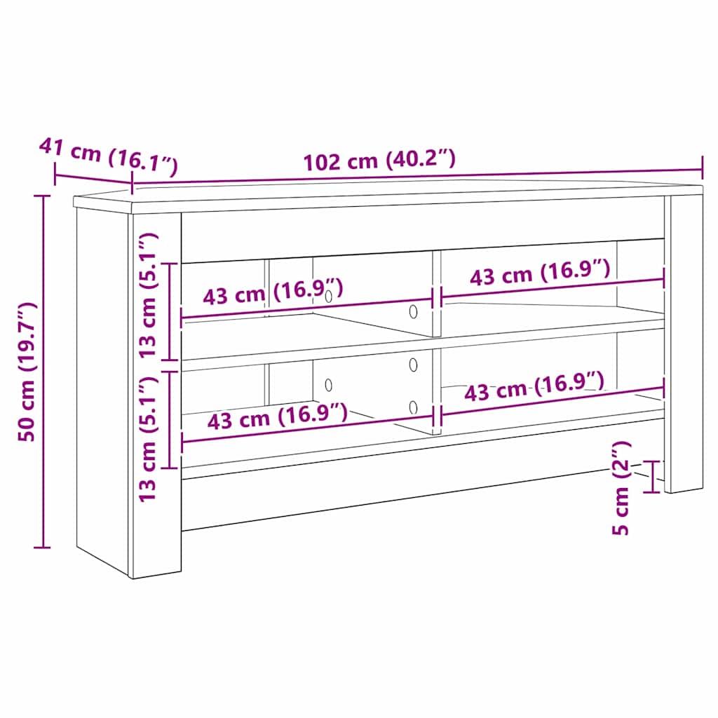 vidaXL Corner TV Cabinet 102 x 40.5 x 45 cm Smoked Oak Engineered Wood