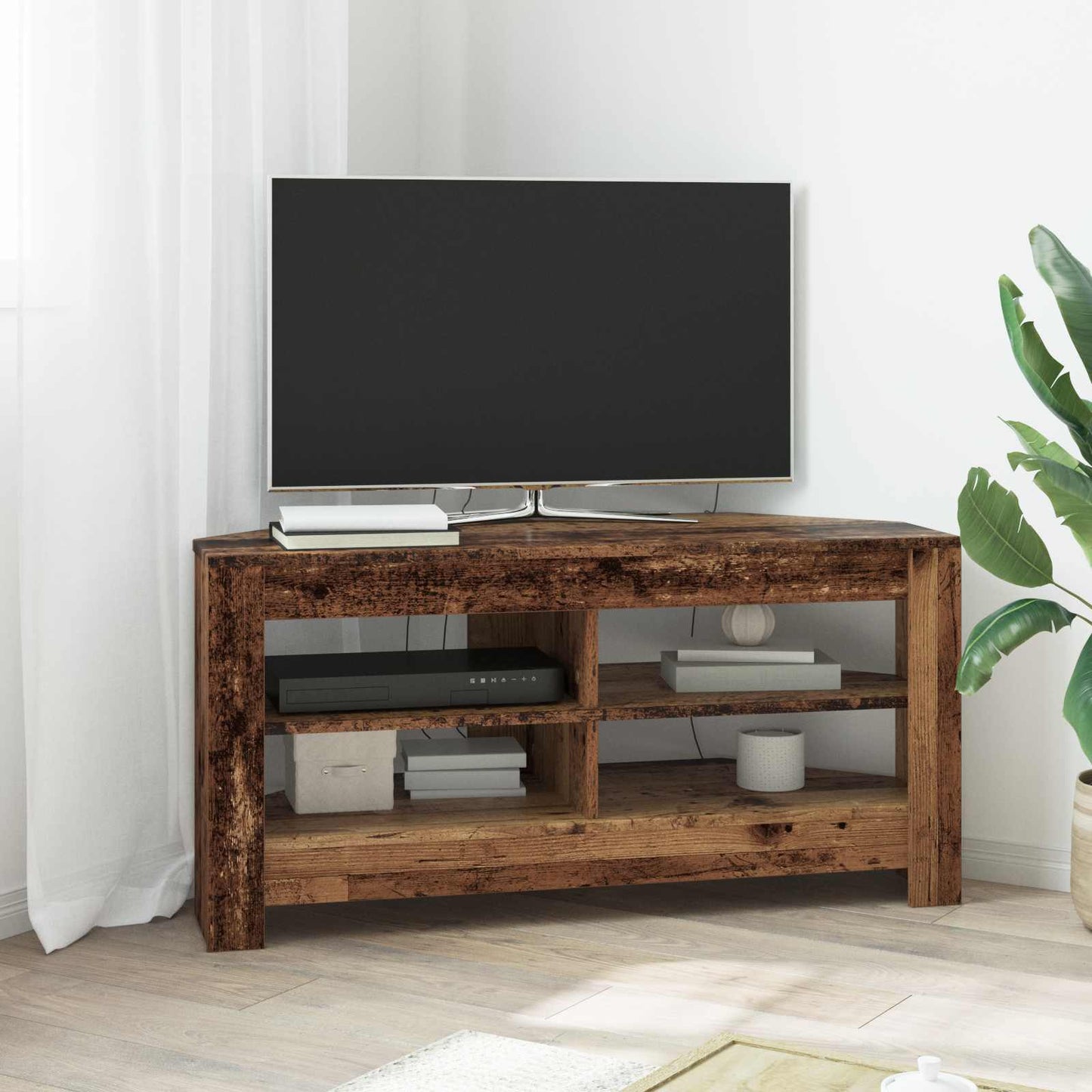 vidaXL Corner TV Cabinet 102 x 40.5 x 45 cm Old Wood Engineered Wood