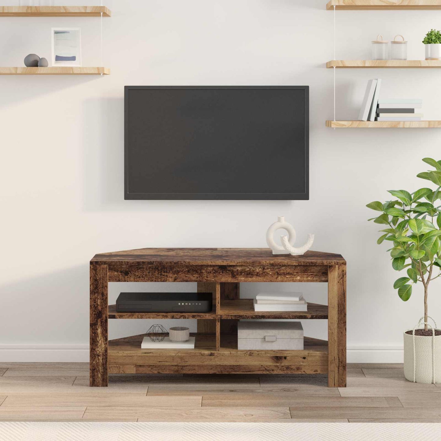 vidaXL Corner TV Cabinet 102 x 40.5 x 45 cm Old Wood Engineered Wood