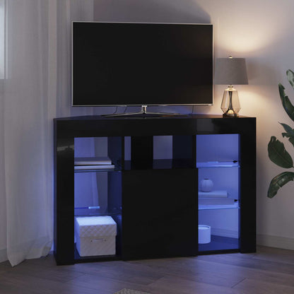 vidaXL Corner LED TV Cabinet 100x40x68cm Black Engineered Wood