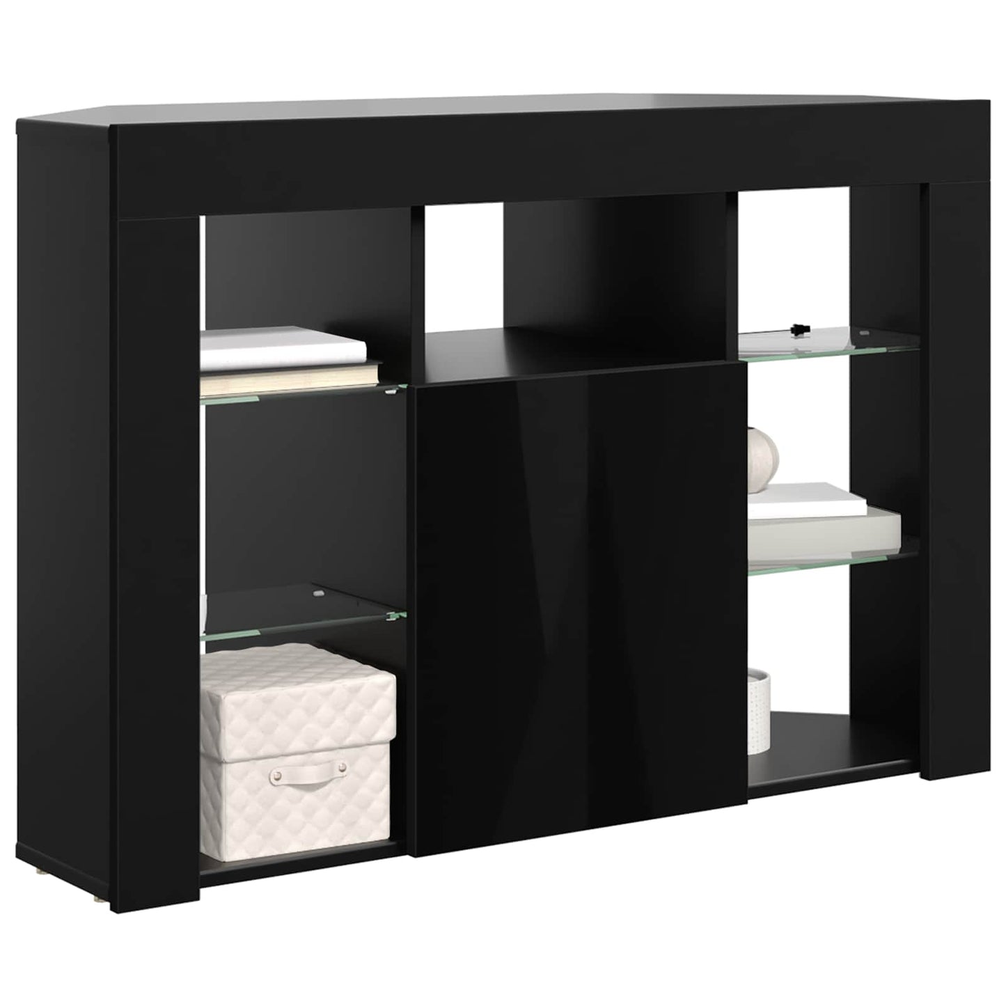 vidaXL Corner LED TV Cabinet 100x40x68cm Black Engineered Wood