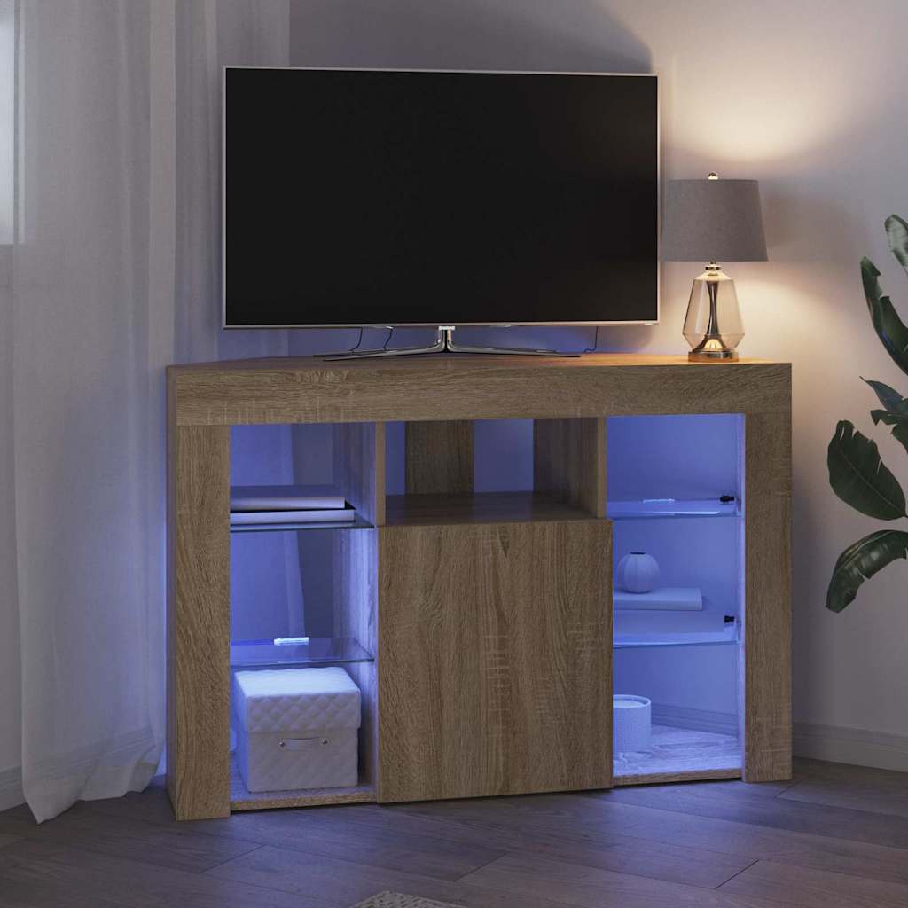 vidaXL Corner LED TV Cabinet Sonoma Oak 100x40x68cm Engineered Wood