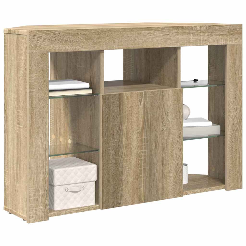 vidaXL Corner LED TV Cabinet Sonoma Oak 100x40x68cm Engineered Wood