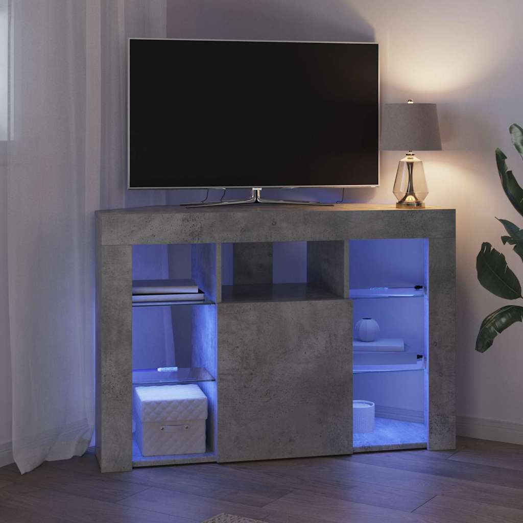 vidaXL Corner LED TV Cabinet 100x40x68cm Concrete Grey Engineered Wood