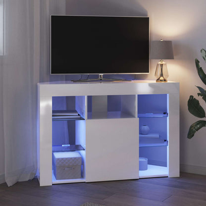vidaXL Corner LED TV Cabinet 100x40x68cm High gloss White