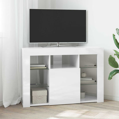 vidaXL Corner LED TV Cabinet 100x40x68cm High gloss White