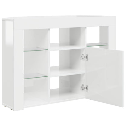 vidaXL Corner LED TV Cabinet 100x40x68cm High gloss White