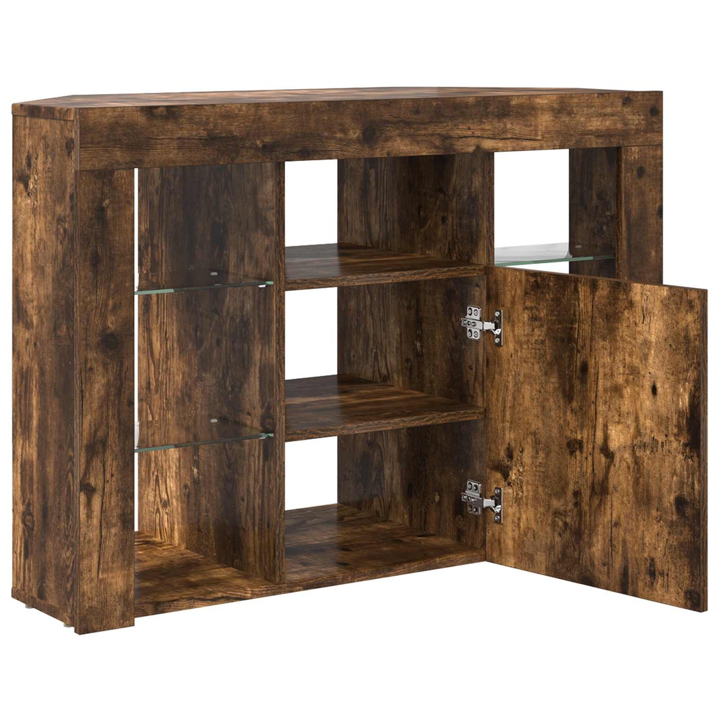 vidaXL Corner LED TV Cabinet 100x40x68cm Smoked Oak Engineered Wood