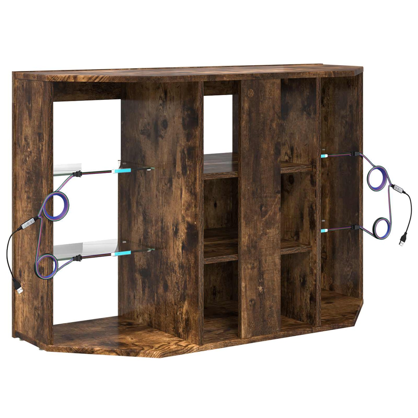 vidaXL Corner LED TV Cabinet 100x40x68cm Smoked Oak Engineered Wood