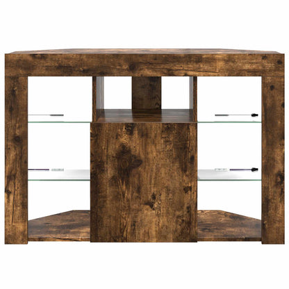 vidaXL Corner LED TV Cabinet 100x40x68cm Smoked Oak Engineered Wood