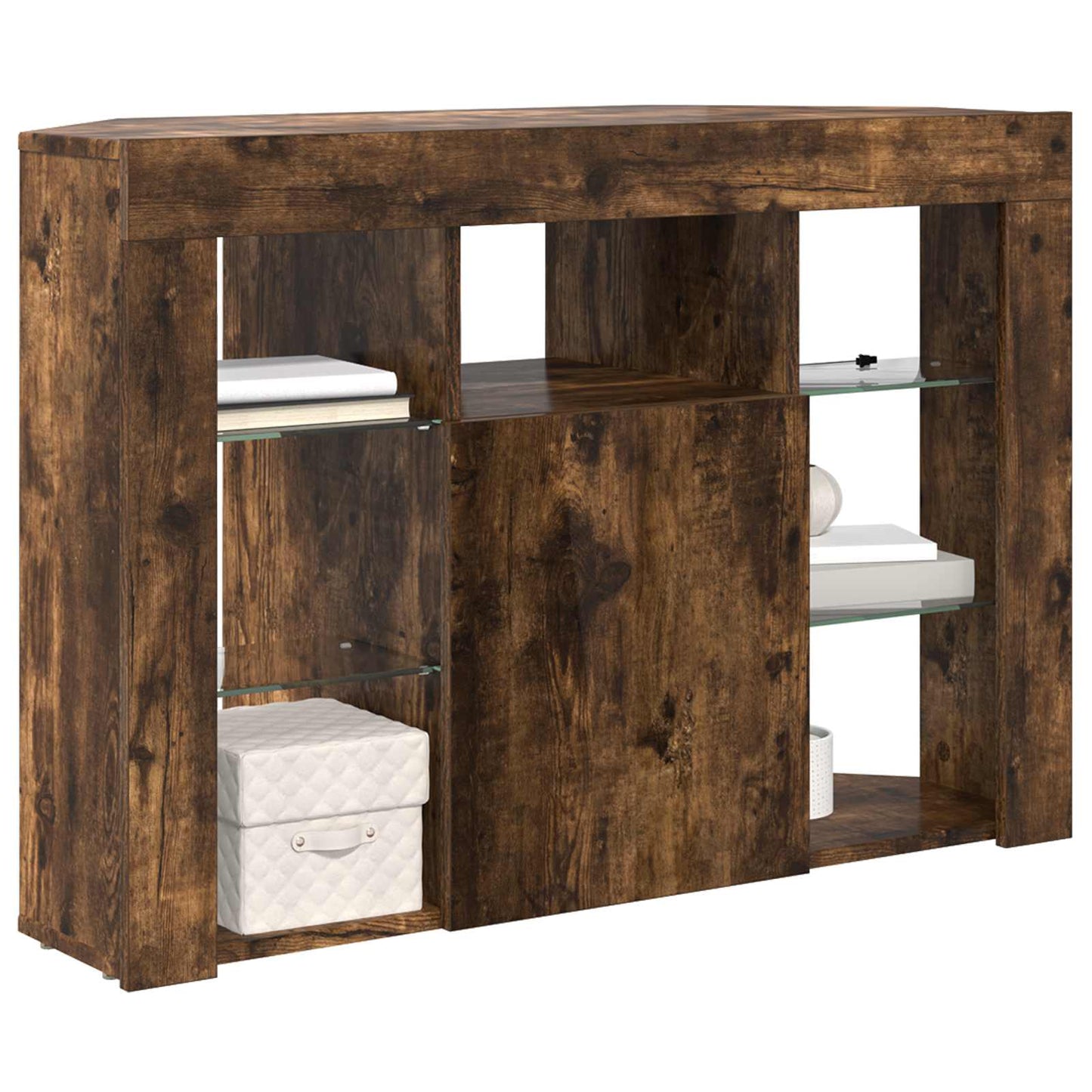vidaXL Corner LED TV Cabinet 100x40x68cm Smoked Oak Engineered Wood