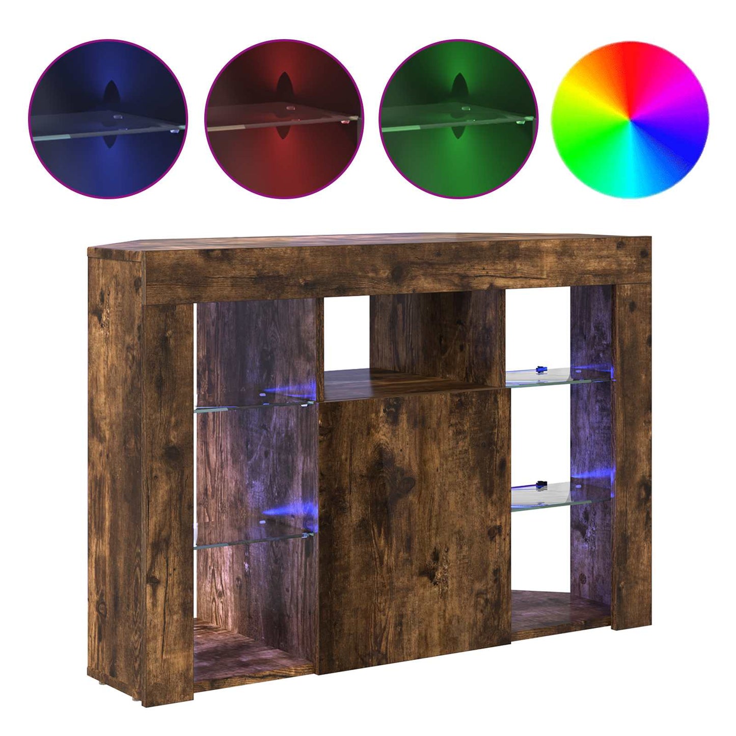 vidaXL Corner LED TV Cabinet 100x40x68cm Smoked Oak Engineered Wood