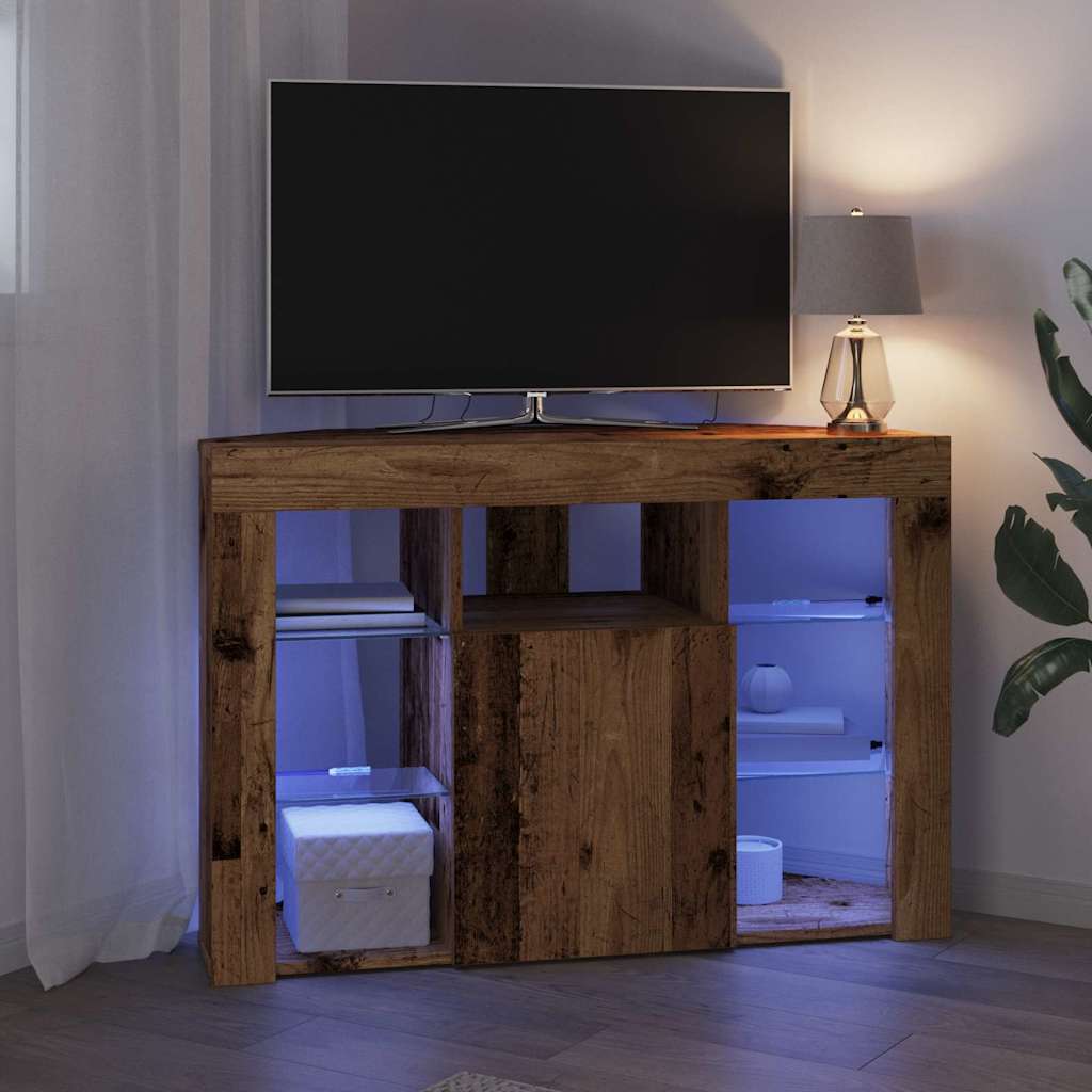 vidaXL Corner LED TV Cabinet 100x40x68cm Old Wood Engineered Wood