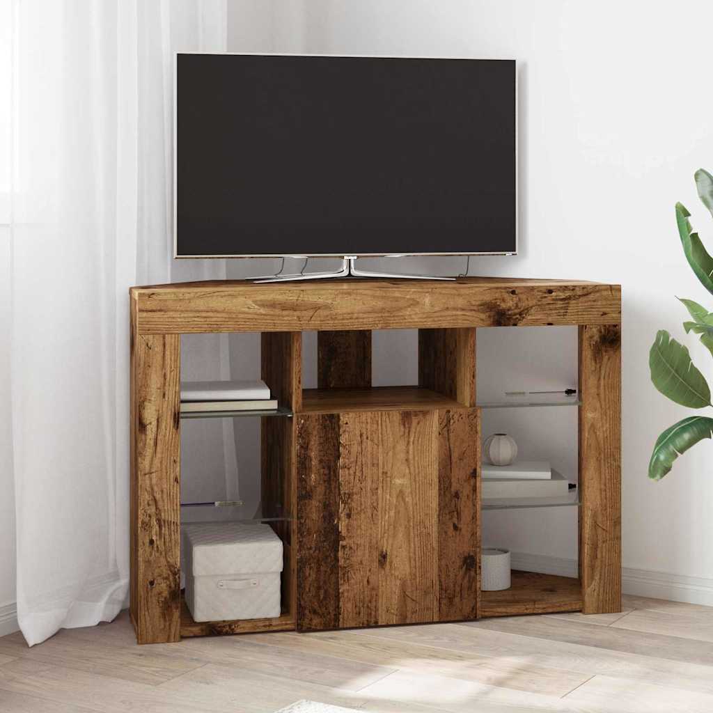vidaXL Corner LED TV Cabinet 100x40x68cm Old Wood Engineered Wood