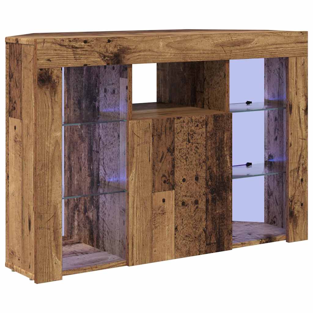 vidaXL Corner LED TV Cabinet 100x40x68cm Old Wood Engineered Wood
