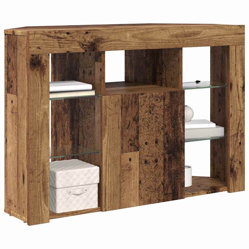 vidaXL Corner LED TV Cabinet 100x40x68cm Old Wood Engineered Wood