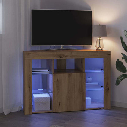 vidaXL Corner LED TV Cabinet 100x40x68cm Artisan Oak Engineered Wood