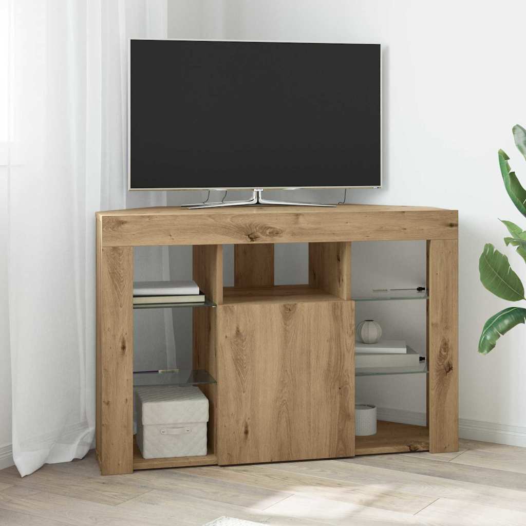 vidaXL Corner LED TV Cabinet 100x40x68cm Artisan Oak Engineered Wood