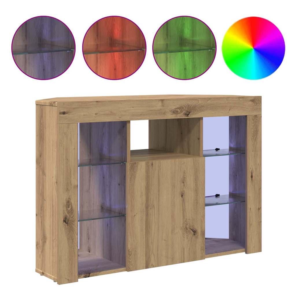vidaXL Corner LED TV Cabinet 100x40x68cm Artisan Oak Engineered Wood