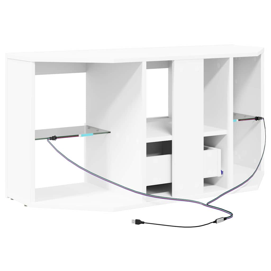 vidaXL Corner LED TV Cabinet White 100 x 40 x 50 cm Engineered Wood