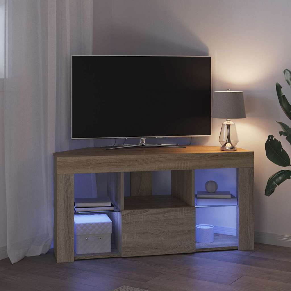 vidaXL Corner LED TV Cabinet Wall-mounted Sonoma Oak 100 x 40 x 50 cm