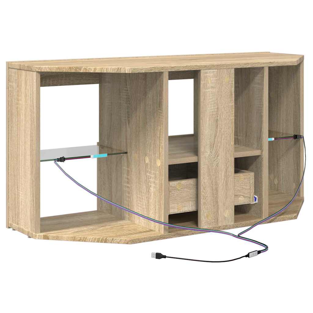 vidaXL Corner LED TV Cabinet Wall-mounted Sonoma Oak 100 x 40 x 50 cm