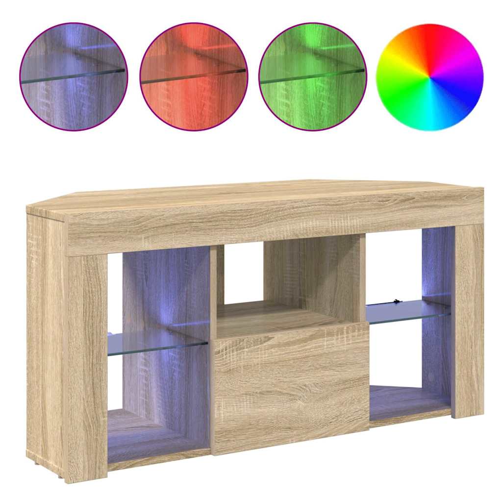vidaXL Corner LED TV Cabinet Wall-mounted Sonoma Oak 100 x 40 x 50 cm