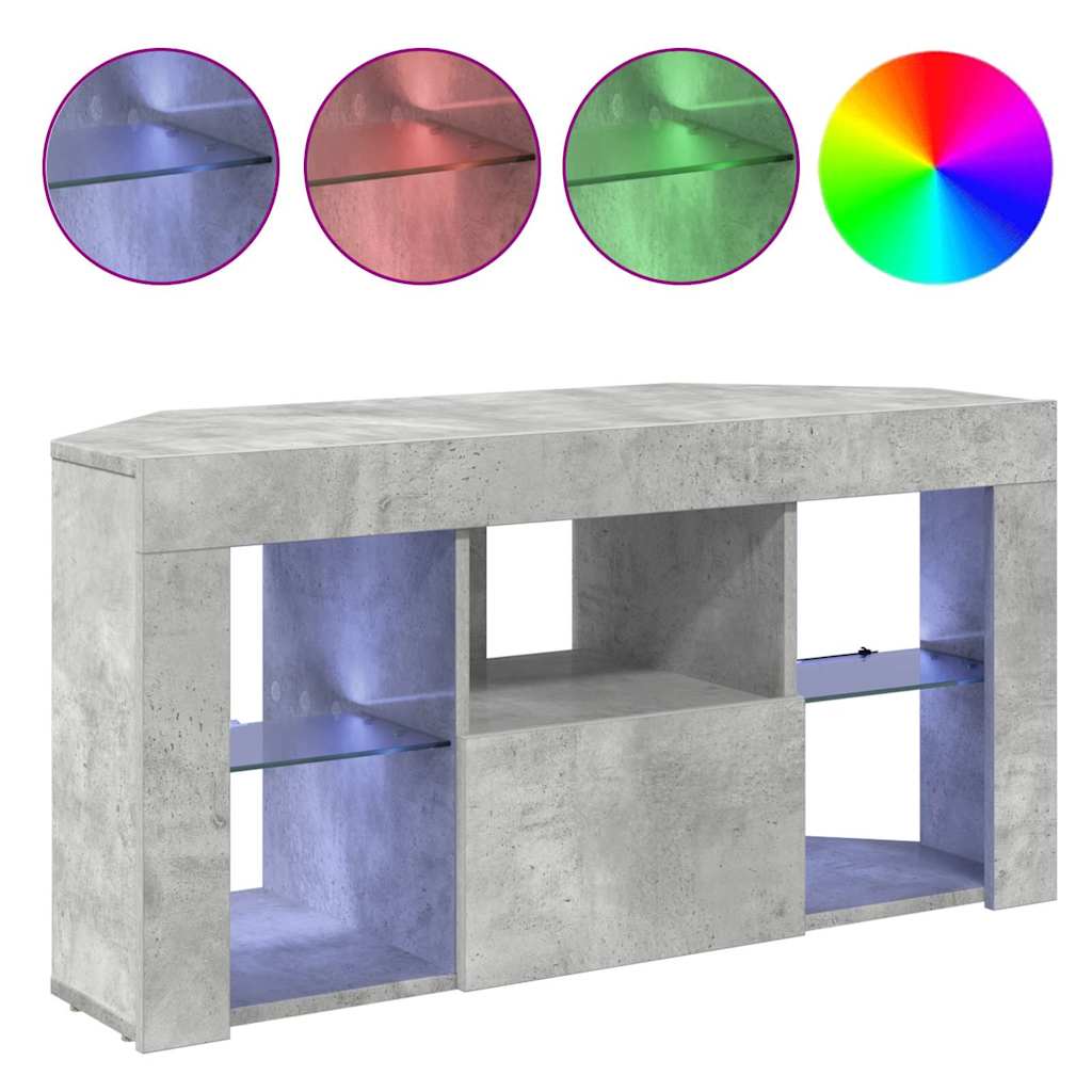 vidaXL Corner LED TV Cabinet 100 x 40 x 50 cm Concrete Grey