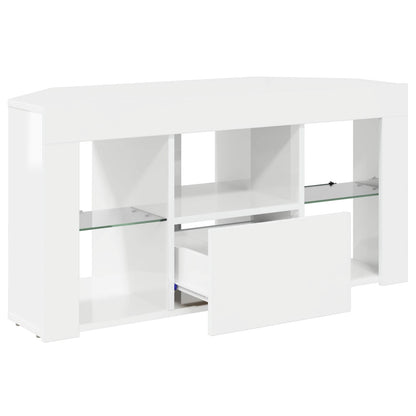 vidaXL Corner LED TV Cabinet High gloss White 100 x 40 x 50 cm