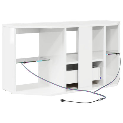 vidaXL Corner LED TV Cabinet High gloss White 100 x 40 x 50 cm