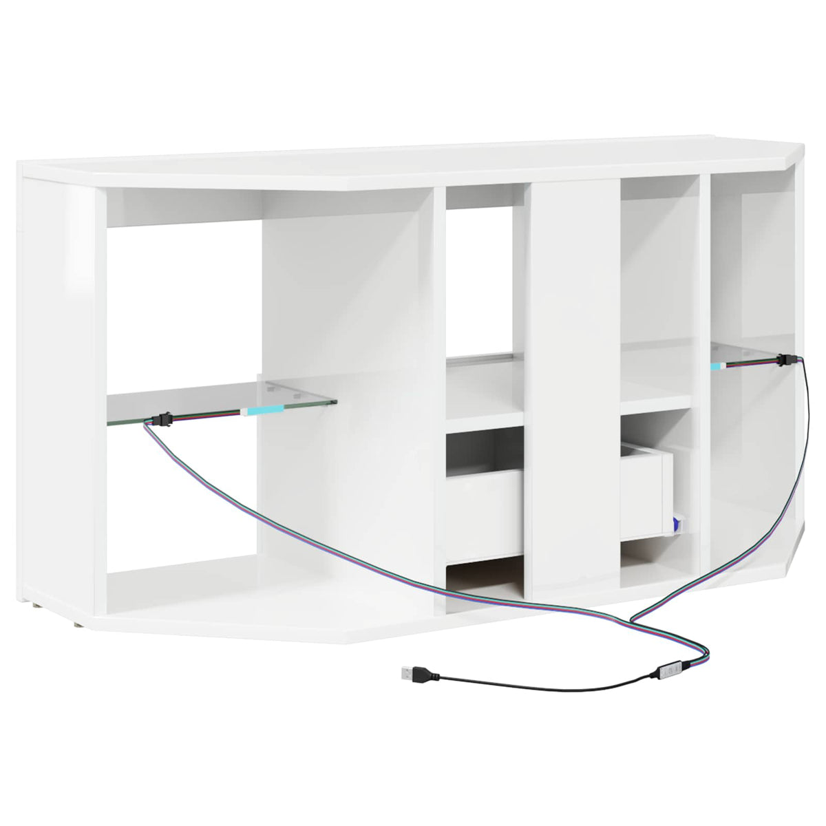vidaXL Corner LED TV Cabinet 100 x 40 x 50 cm High gloss White